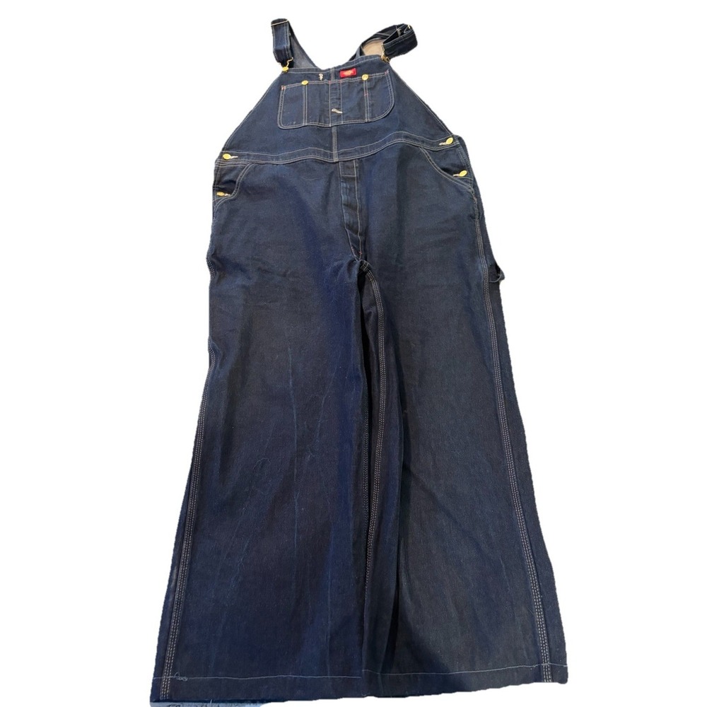 NWOT Dickies Bib Carpenter Overalls Blue 42x30 MEASURED 44 X 26 Hemmed Not Worn